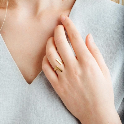 Shop Aurate Inverse Ring In Gold/ Pink