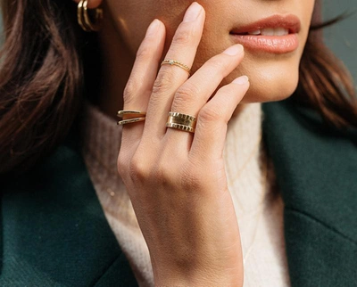 Shop Aurate The Statement Ring Set In Gold/ White
