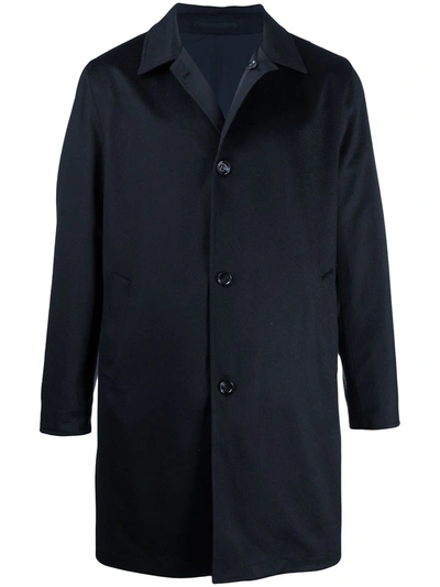 Shop Kired Button-up Cashmere Parka Coat In Blue