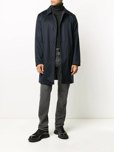 Shop Kired Button-up Cashmere Parka Coat In Blue