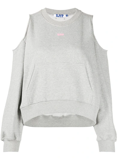 SJYP COLD-SHOULDER CROPPED SWEATSHIRT 