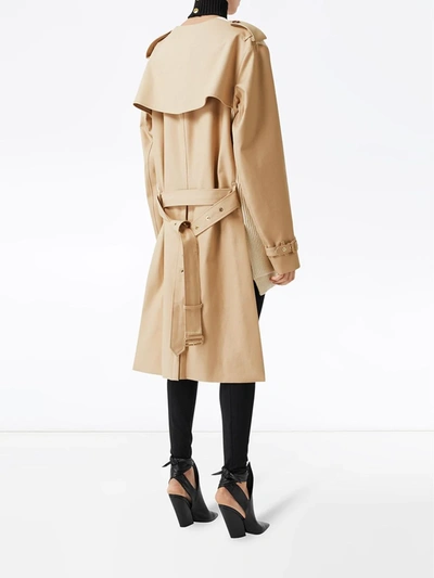 Shop Burberry Trench Coat Panel Cardigan In Soft Fawn