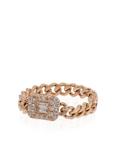 Shay 18kt Rose Gold Diamond Chain-link Ring In Gold