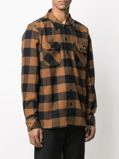 Shop Dickies Construct Check Flannel Shirt In Brown