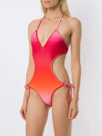 Amir Slama Crocheted Tie-dye One Piece In Orange