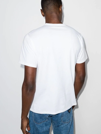 Shop Maison Kitsuné Embroidered Logo T-shirt In White