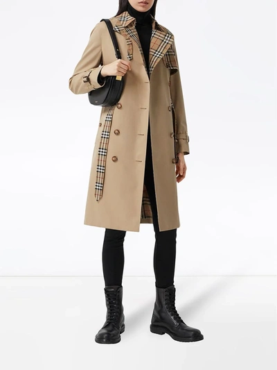 Shop Burberry Vintage Check Panel Trench Coat In Neutrals
