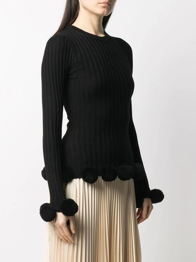 Shop Jw Anderson Pompom-embellished Knitted Jumper In Black