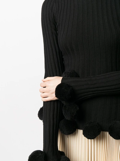 Shop Jw Anderson Pompom-embellished Knitted Jumper In Black