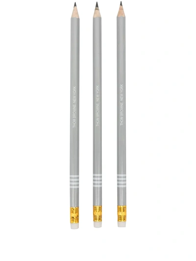 Shop Thom Browne 4-bar Wood Pencil Set In 035 Medium Grey