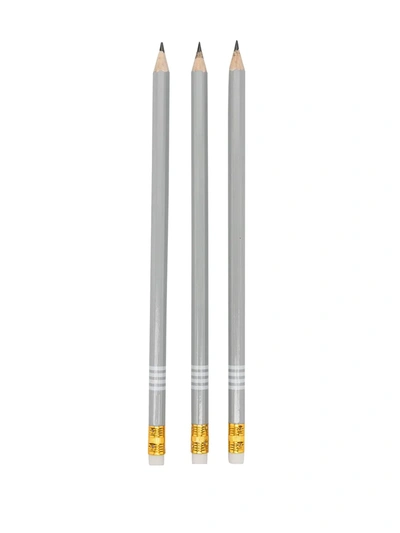 Shop Thom Browne 4-bar Wood Pencil Set In 035 Medium Grey