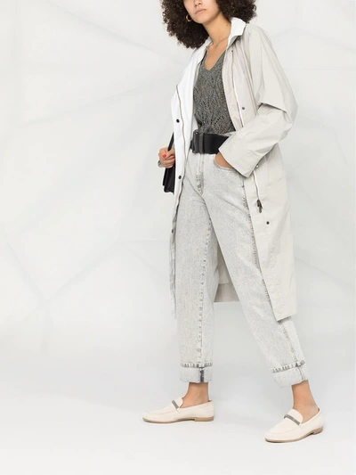 Shop Brunello Cucinelli Belted Double-breasted Coat In Grey