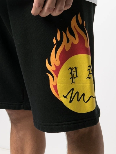 Shop Palm Angels Burning Head Track Shorts In Black