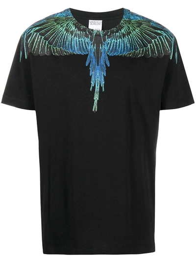 Shop Marcelo Burlon County Of Milan Wings-print Crew Neck T-shirt In Black