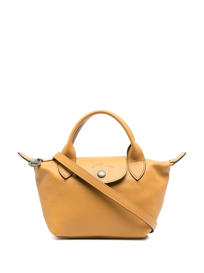 Longchamp Extra Small Le Pliage Cuir Top Handle Bag In Yellow ModeSens