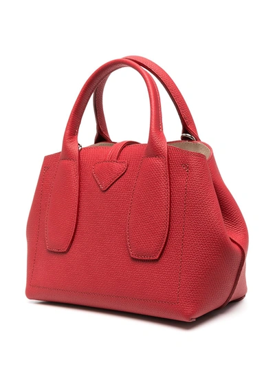 Shop Longchamp Small Roseau Tote Bag In Red