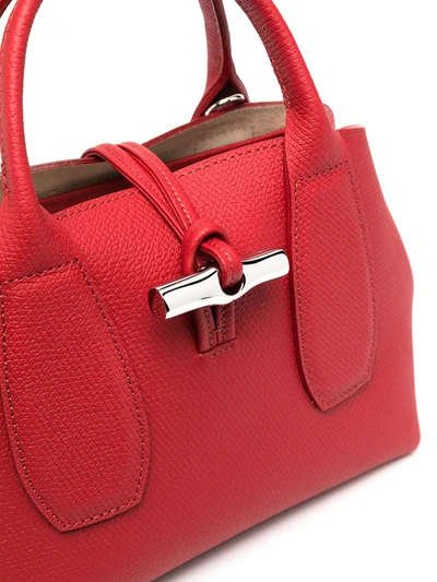 Shop Longchamp Small Roseau Tote Bag In Red