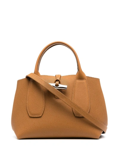 Shop Longchamp Small Roseau Top Handle Bag In Brown