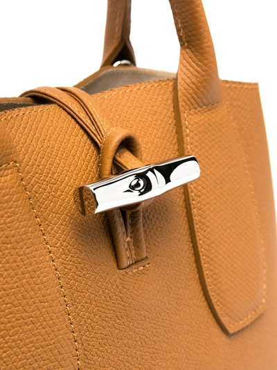 Shop Longchamp Small Roseau Top Handle Bag In Brown