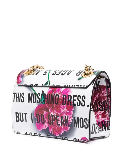 Shop Moschino M Slogan-print Shoulder Bag In White