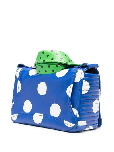 Shop Moschino Biker Polka-dot Shoulder Bag In Blue