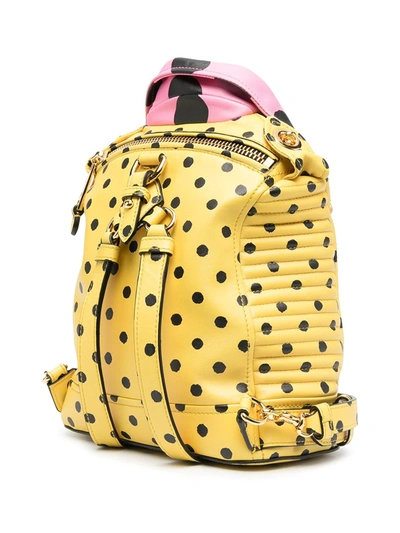 Shop Moschino Biker Polka-dot Backpack In Yellow