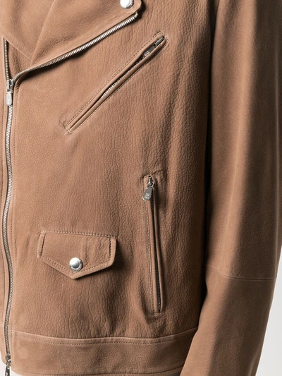 Shop Brunello Cucinelli Multi-pocket Biker Jacket In Brown