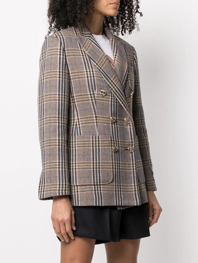 Forte Dei Marmi Couture Check Patterned Double-breasted Blazer In Brown