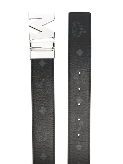 Shop Mcm Visetos-print Leather Belt In Black