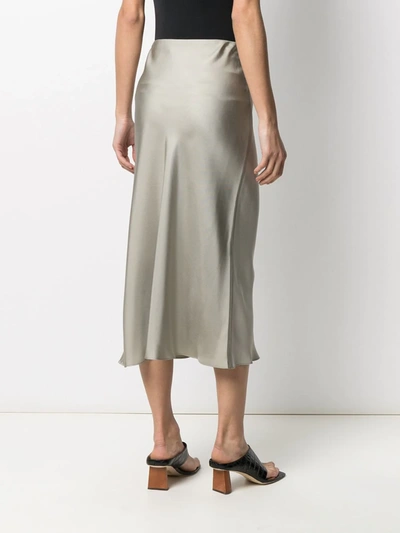 Shop Totême Silk Pencil Midi Skirt In Green