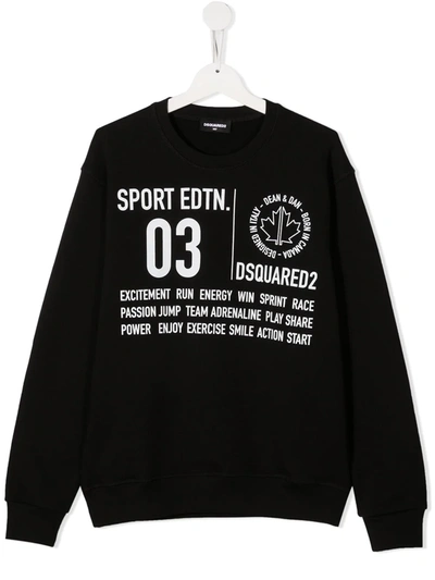 Shop Dsquared2 Teen Slogan Print Sweatshirt In Black