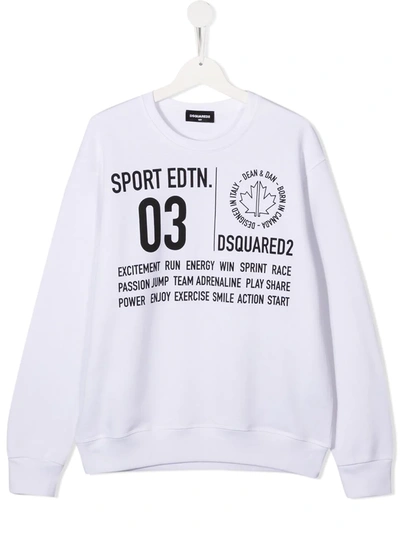 Shop Dsquared2 Teen Slogan Print Sweatshirt In White