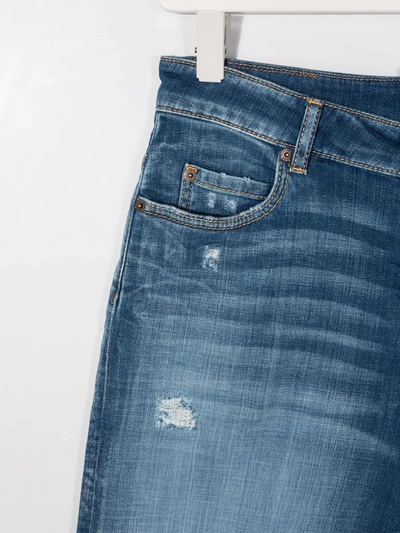 Shop Dsquared2 Teen Rip-detail Cropped Jeans In Blue