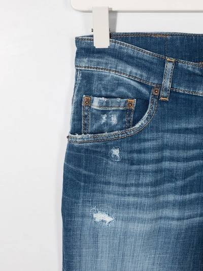 Shop Dsquared2 Teen Ripped-detail Straight-leg Jeans In Blue