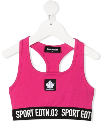 Shop Dsquared2 Logo-patch Crop Top In Pink