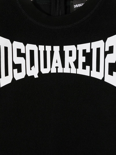 Shop Dsquared2 Logo-print Short-sleeve Dress In Black