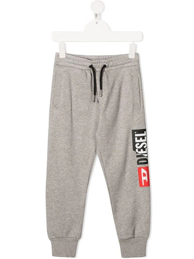 Shop Diesel Double Logo-print Track Pants In Grey