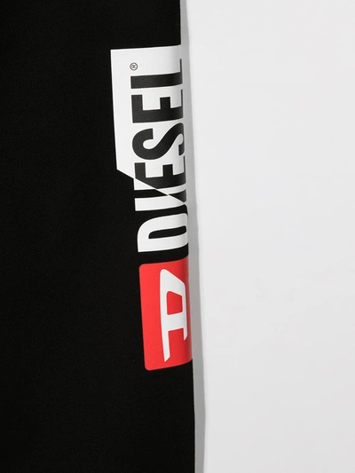 Shop Diesel Double Logo-print Track Pants In Black