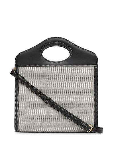 Shop Burberry Mini Pocket Two-tone Tote Bag In Black