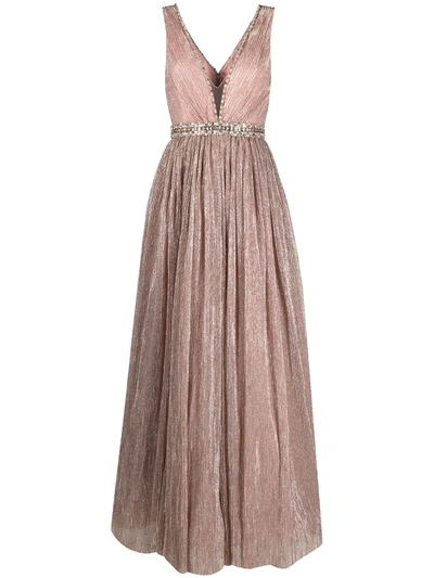 Shop Jenny Packham Plissé Sequin Gown In Pink