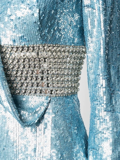 Shop Jenny Packham Sequin Wrap Gown In Blue