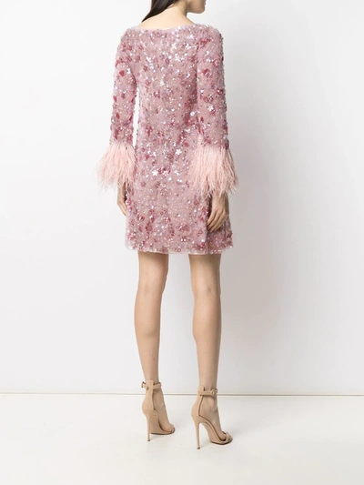 Shop Jenny Packham Floral Sequin-embellished Minidress In Pink