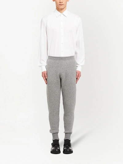 Shop Prada Cashmere Knitted Track Pants In Grey