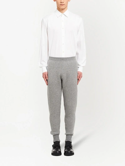 Prada Cashmere Blend Joggers Embroidered Detail In Grey