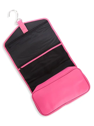 Shop Royce New York Hanging Leather Makeup Case In Bright Pink