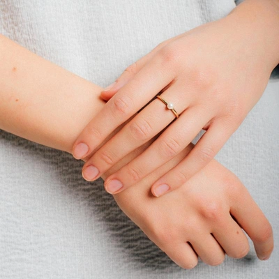 Shop Aurate Simple Pearl Ring In Gold/ Pink