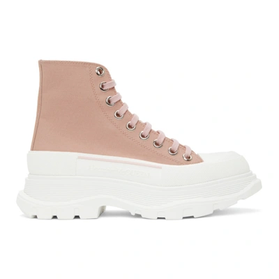 Shop Alexander Mcqueen Pink Tread Slick High Sneakers In 9243 Magnolia