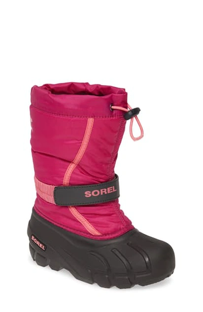Shop Sorel Flurry Weather Resistant Snow Boot In Deep Blush/ Tropic Pink Multi