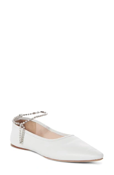 Shop Miu Miu Crystal Anklet Flat In White