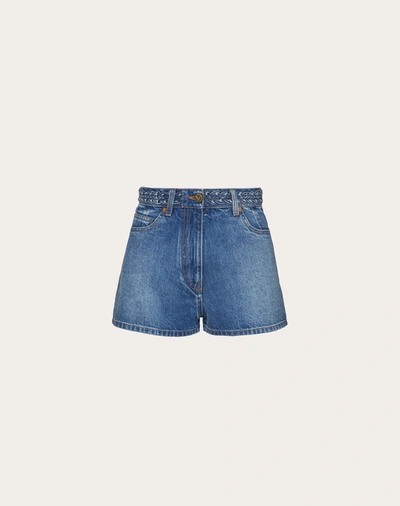 Shop Valentino Washed Blue Denim Shorts